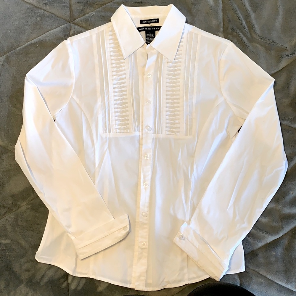 White button up blouse